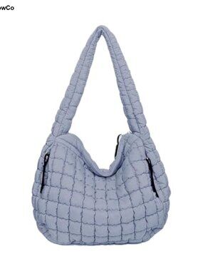 Quilted Puffer Hobo Bag Large Nylon Crossbody Tote Lightweight Puffy Handbag